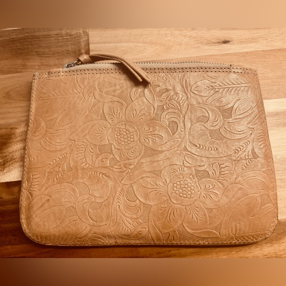 Zimmermann| Tan Embossed Leather Clutch